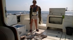 Caroline displays her catch